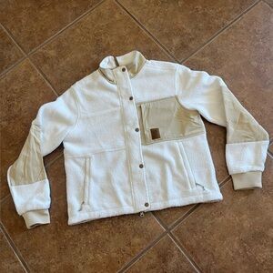 Topo Designs Cream and Tan Sherpa Jacket